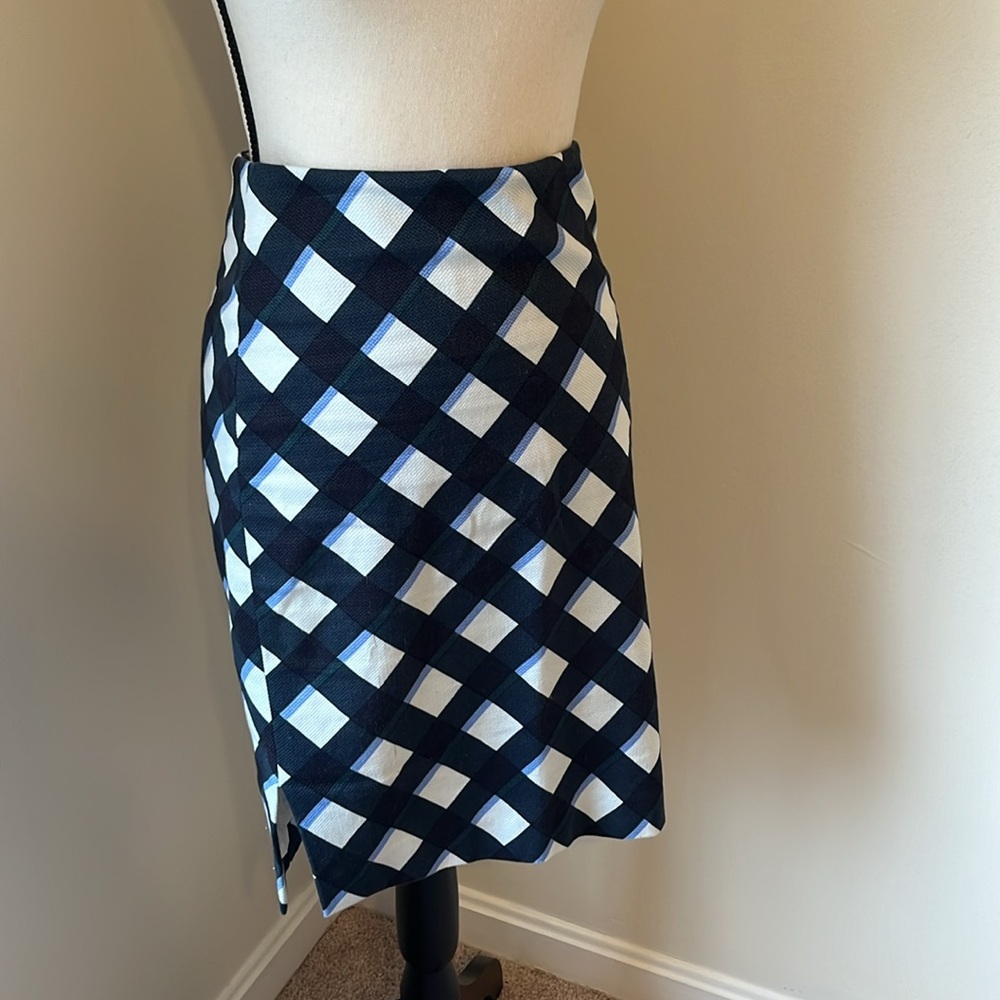 Ann Taylor blue crossweave pencil skirt 0P petite!